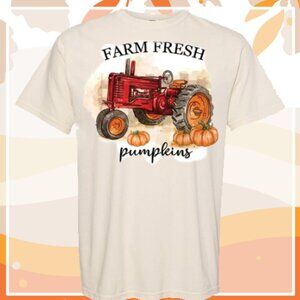 NEW Comfort Colors Large Farm Fresh Pumpkins Tractor Fall Shirt
